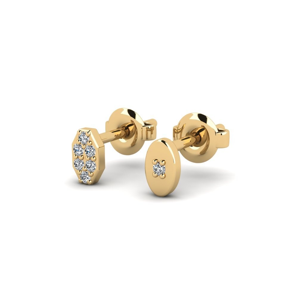 14ct Yellow Gold Zirconia Men's Earring Juvenal - SET