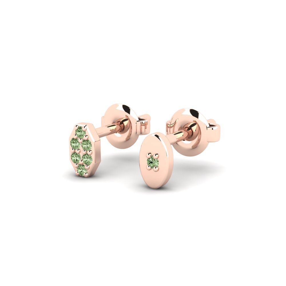 14ct Rose Gold Green Diamond Men's Earring Juvenal - SET