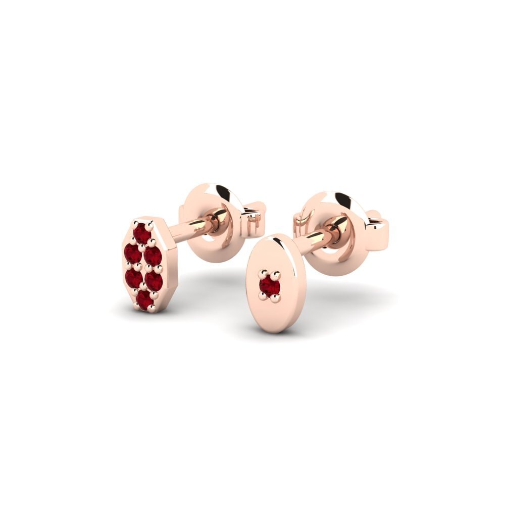 9k Oro Rosa Circonita Roja Pendiente para hombre Juvenal - SET