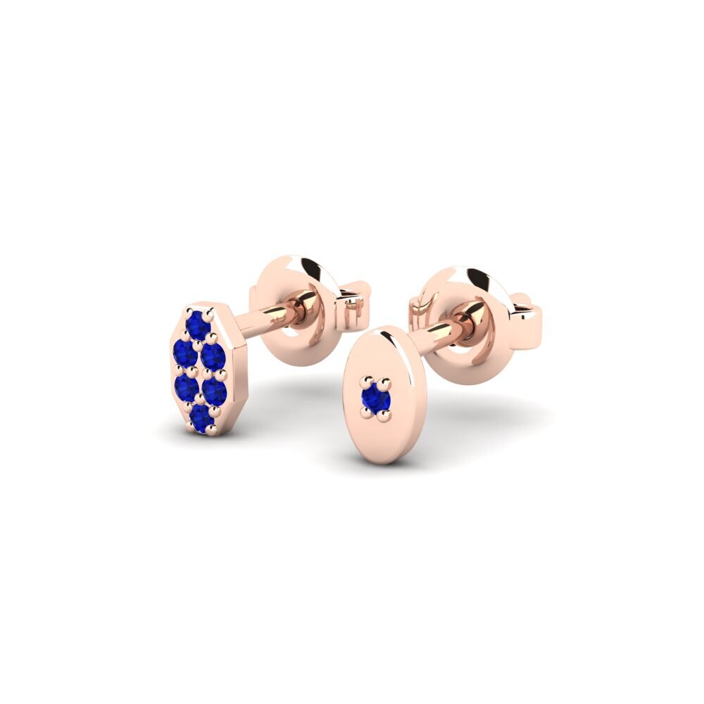 14ct Rose Gold Sapphire Men's Earring Juvenal - SET