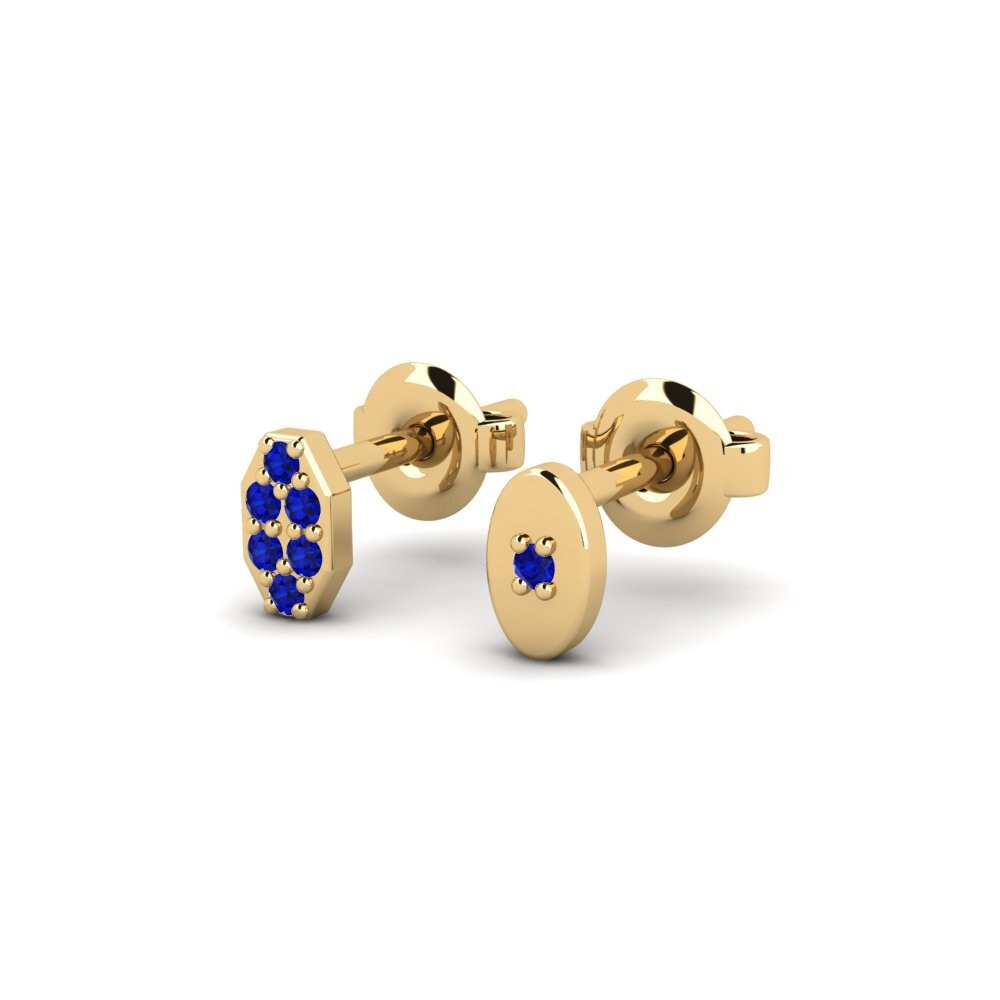 18ct Yellow Gold Sapphire Men's Earring Juvenal - SET
