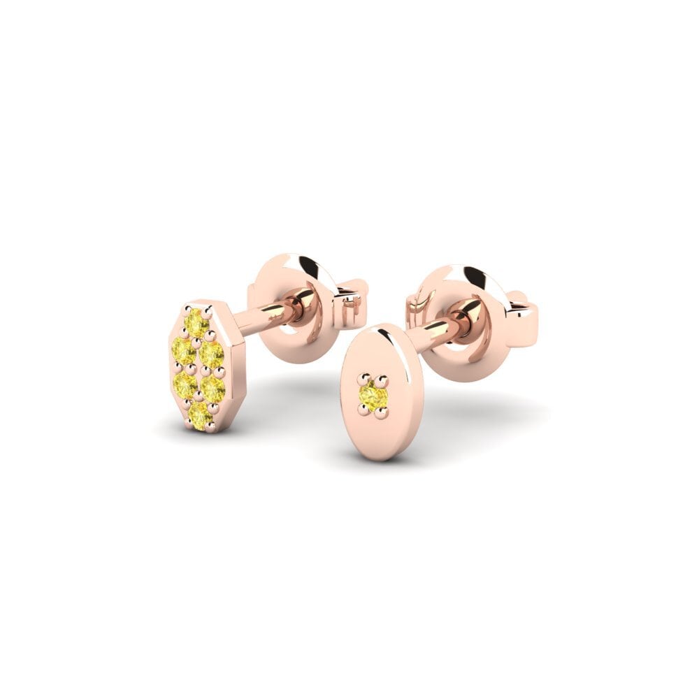 9ct Rose Gold Yellow Sapphire Men's Earring Juvenal - SET