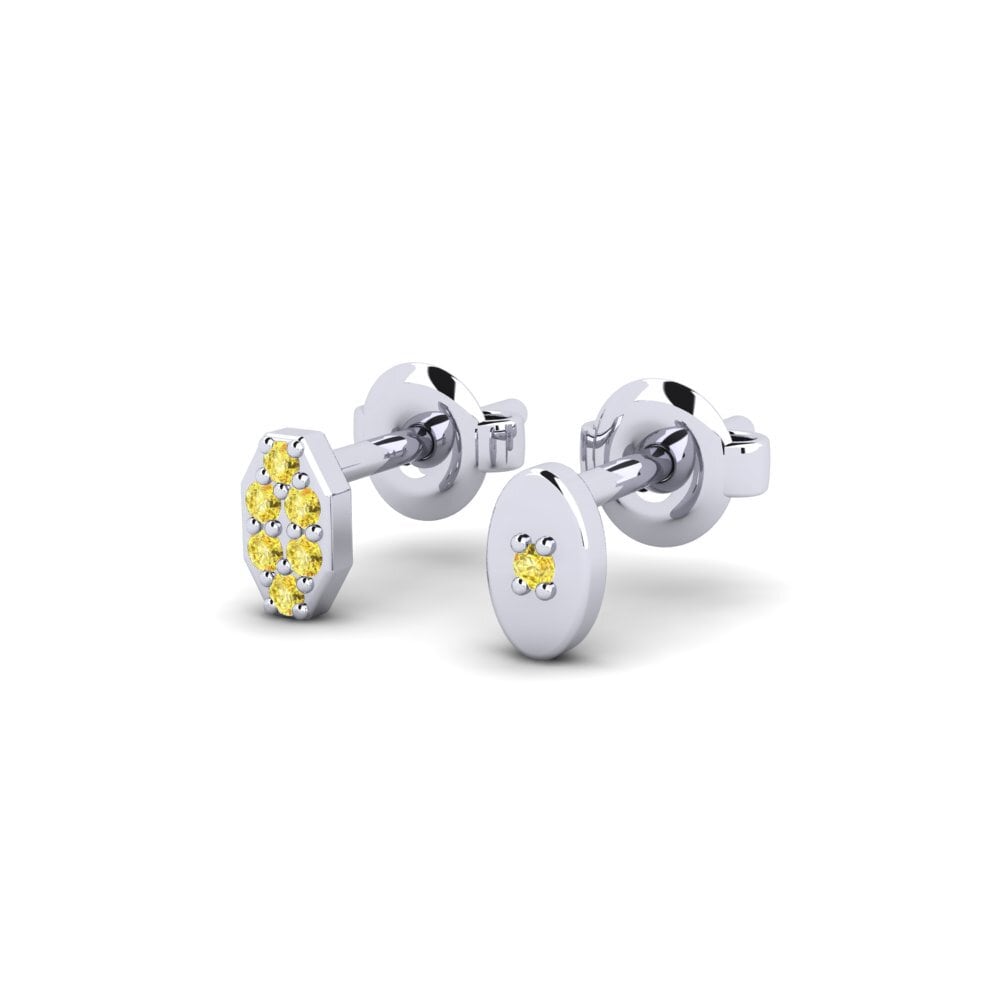 Platino Zafiro amarillo Pendiente para hombre Juvenal - SET