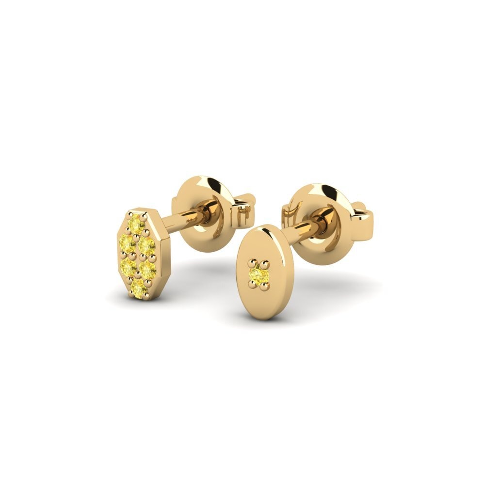 14ct Yellow Gold Yellow Sapphire Men's Earring Juvenal - SET