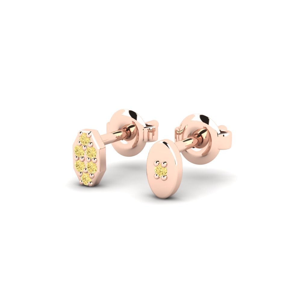 14ct Rose Gold Yellow Diamond Men's Earring Juvenal - SET