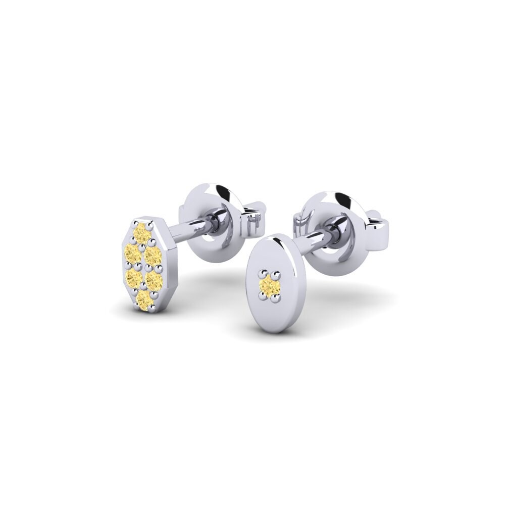 950 Palladium Žlutý diamant Pánské náušnice Juvenal - SET