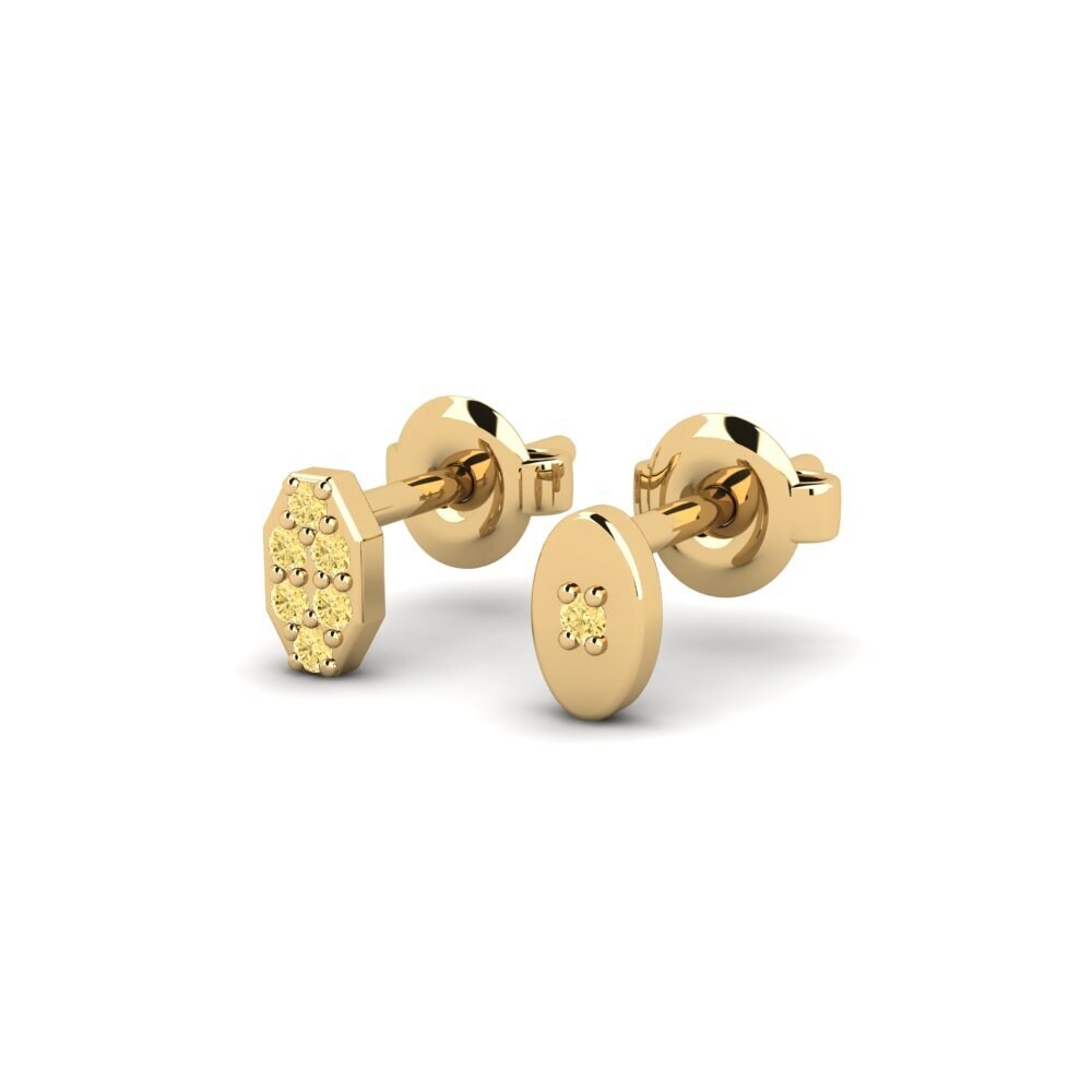 14ct Yellow Gold Yellow Diamond Men's Earring Juvenal - SET