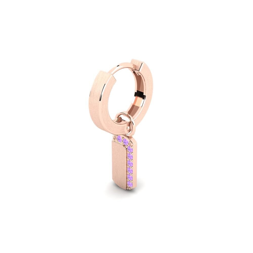 9k Oro Rosa Amatista Pendiente para hombre Kdanas