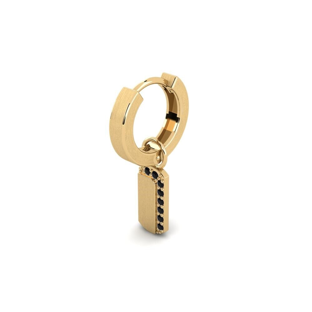 14ct Yellow Gold Black Diamond Men's Earring Kdanas