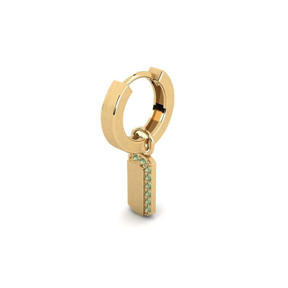 14ct Yellow Gold Green Diamond Men's Earring Kdanas