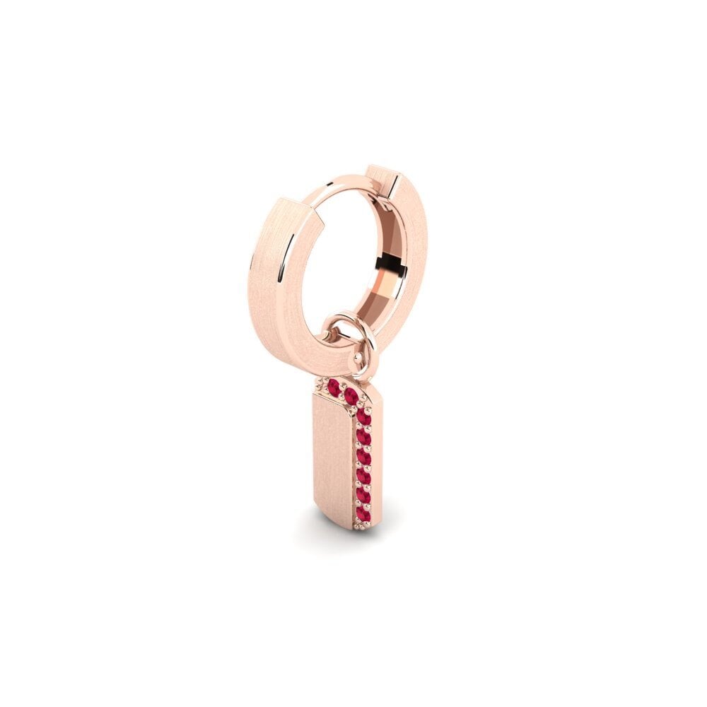 18k Oro Rosa Rubí Pendiente para hombre Kdanas