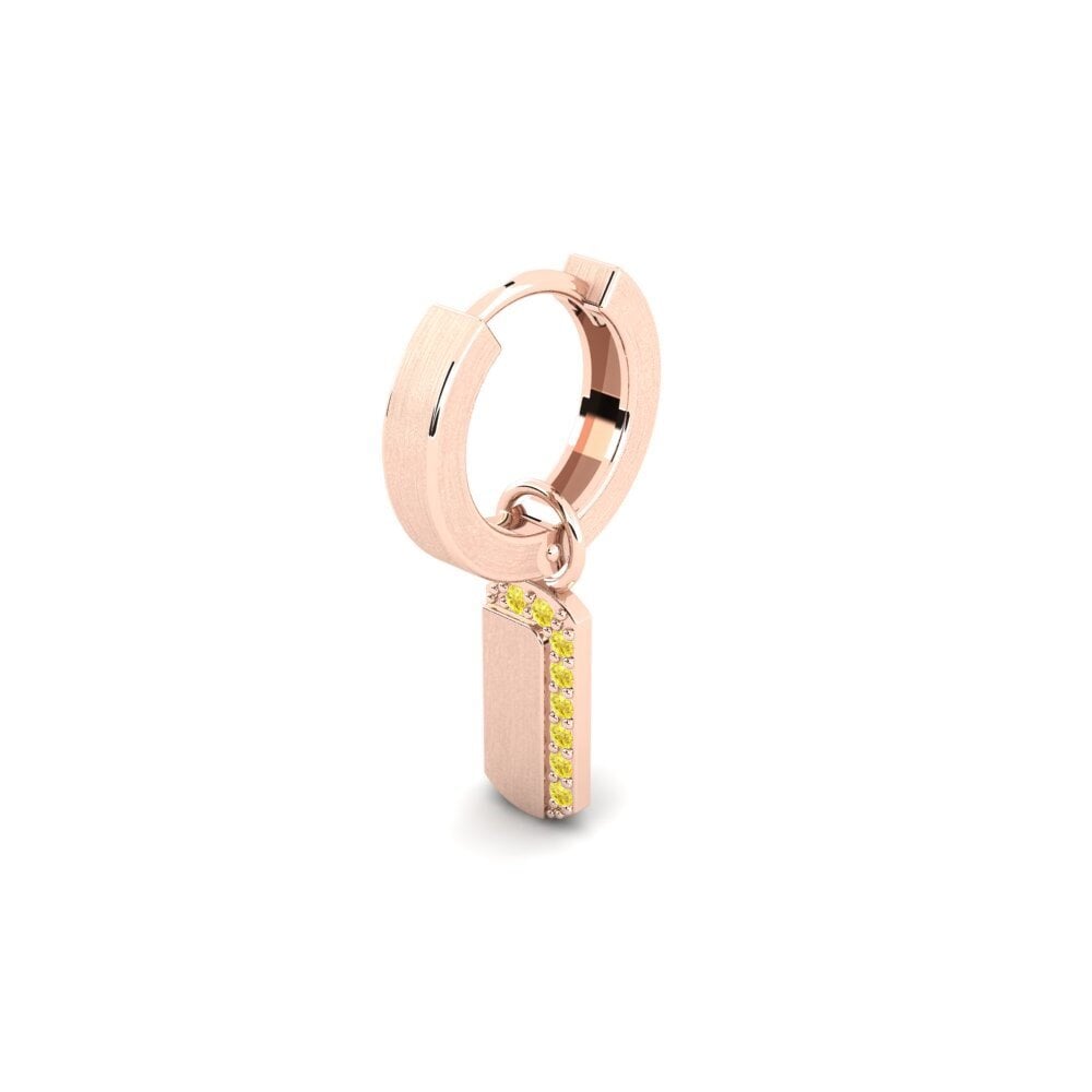 9ct Rose Gold Yellow Sapphire Men's Earring Kdanas