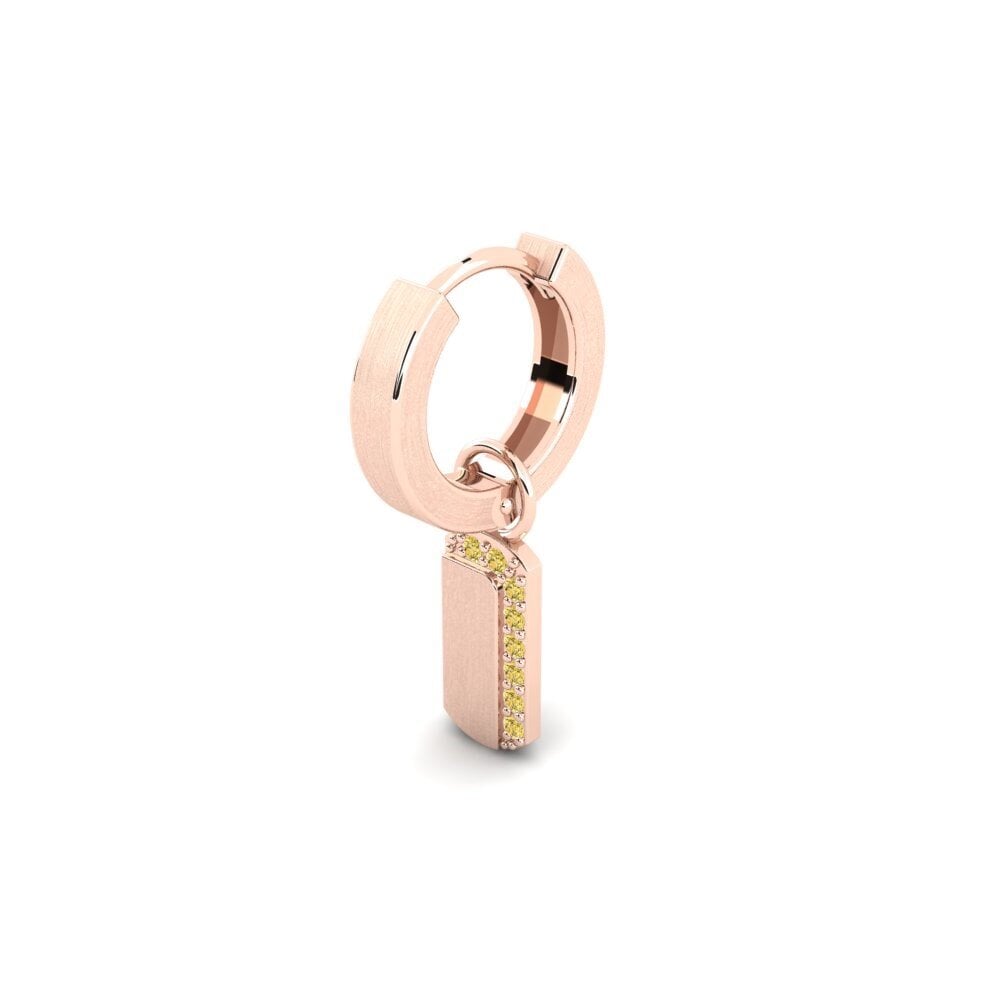 14ct Rose Gold Yellow Diamond Men's Earring Kdanas