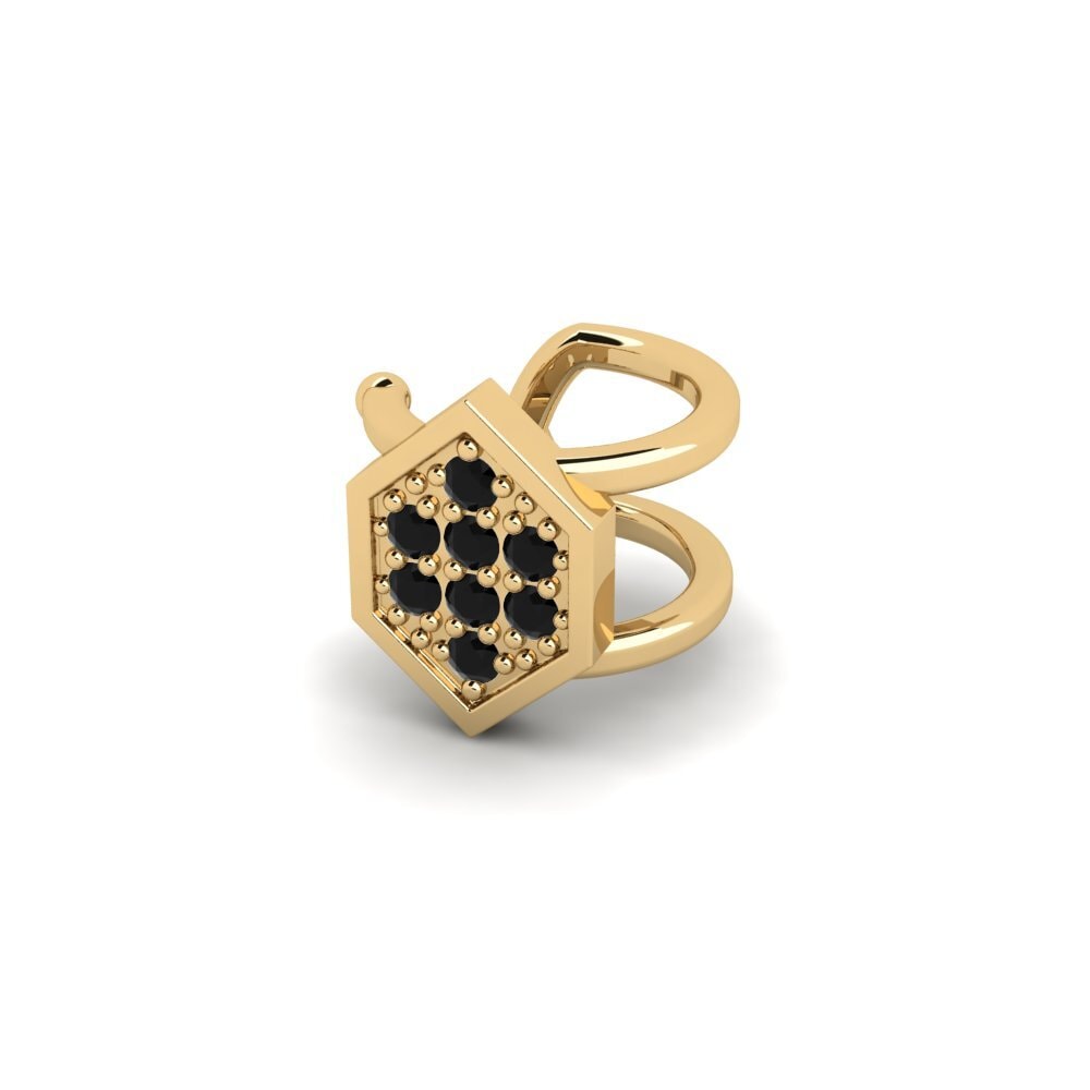 14ct Yellow Gold Black Onyx Men's Ear Cuff Kellerjoch