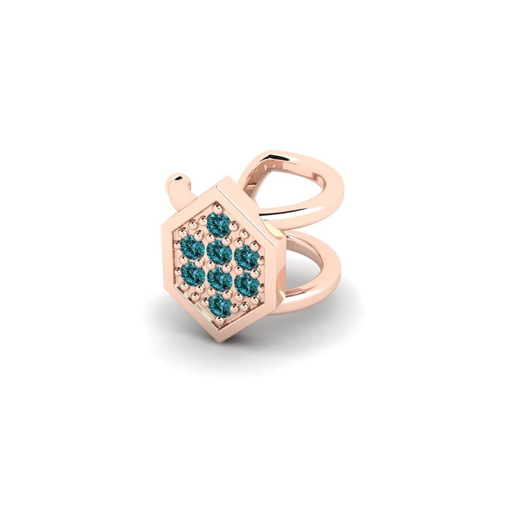 14ct Rose Gold Blue Diamond Men's Ear Cuff Kellerjoch
