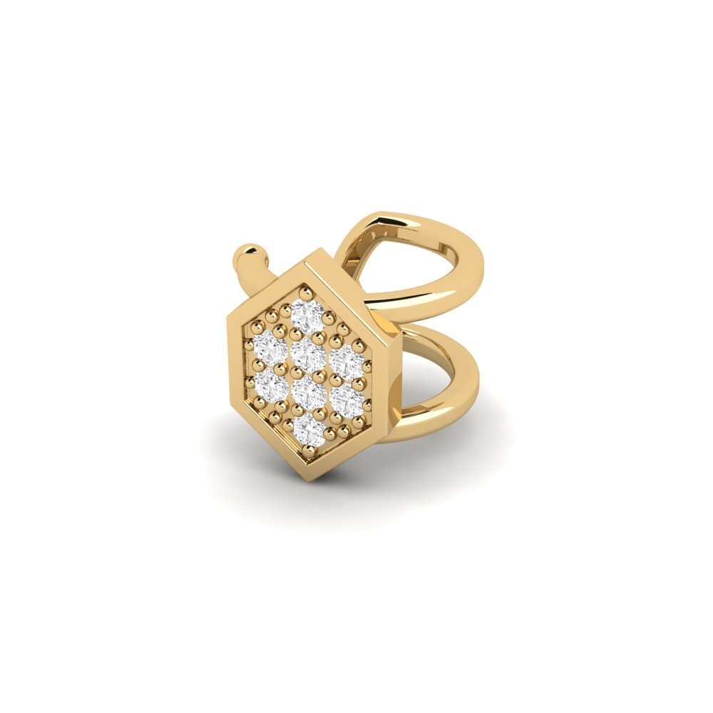 14ct Yellow Gold White sapphire Men's Ear Cuff Kellerjoch