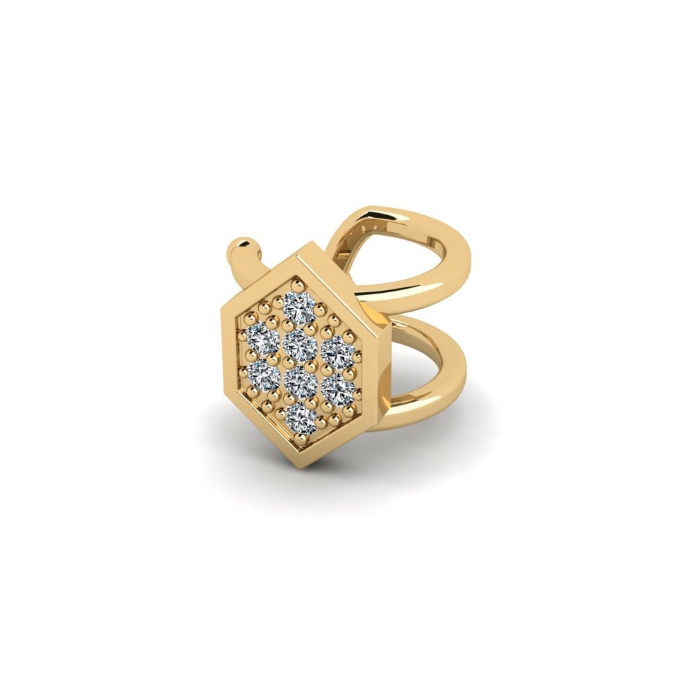 14ct Yellow Gold Zirconia Men's Ear Cuff Kellerjoch
