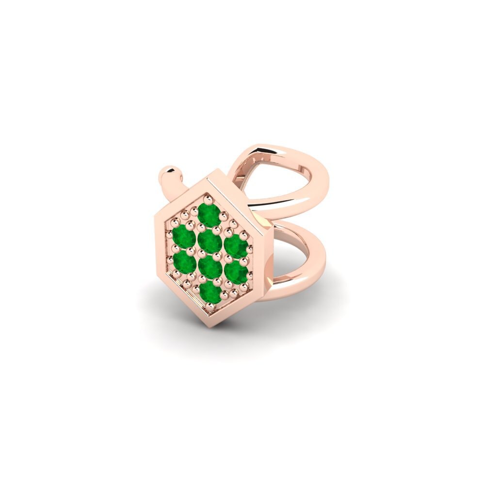 14ct Rose Gold Emerald Men's Ear Cuff Kellerjoch