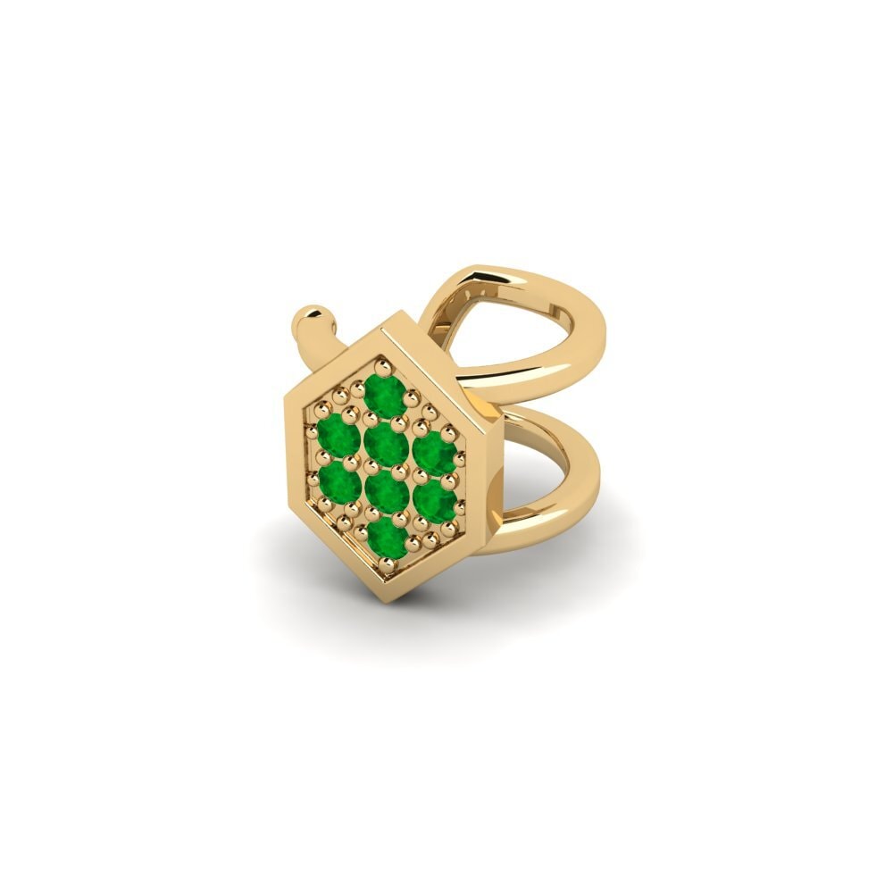 9ct Yellow Gold Emerald Men's Ear Cuff Kellerjoch