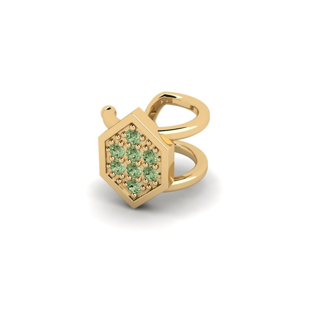 14ct Yellow Gold Green Diamond Men's Ear Cuff Kellerjoch