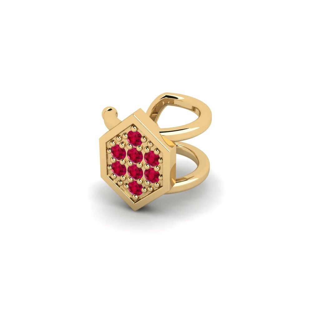 14ct Yellow Gold Ruby Men's Ear Cuff Kellerjoch