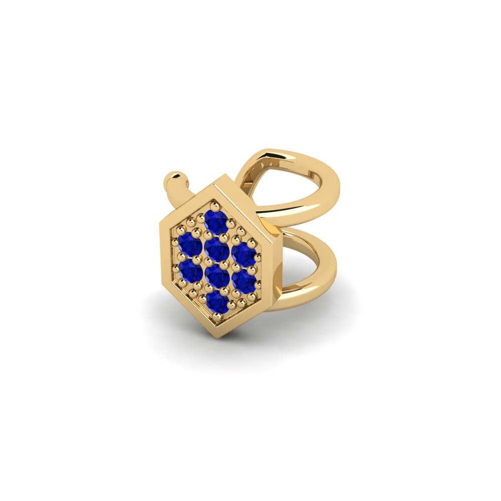 18ct Yellow Gold Sapphire Men's Ear Cuff Kellerjoch