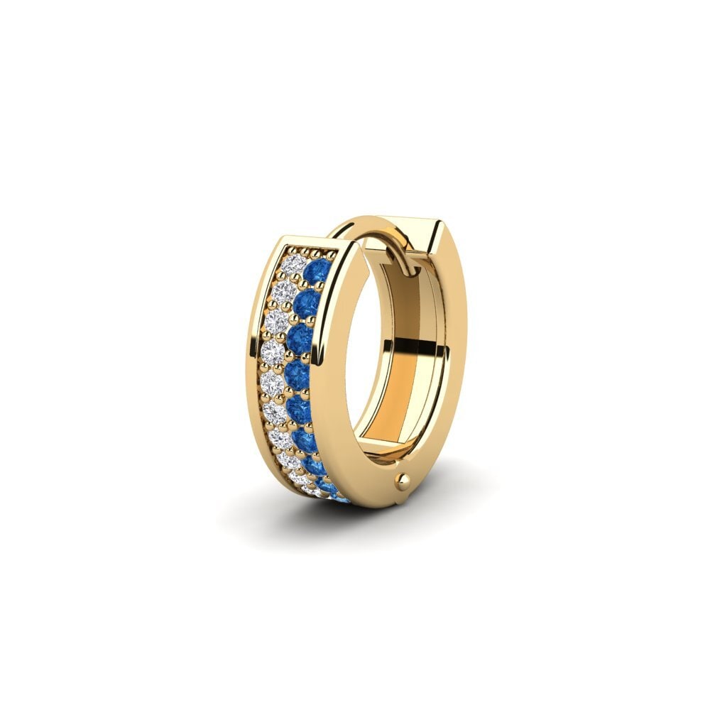 9ct Yellow Gold Dark Blue Zirconia Men's Earring Kitzsteinhorn