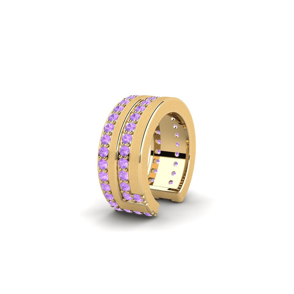 14ct Yellow Gold Amethyst Men's Ear Cuff Kopenhagen