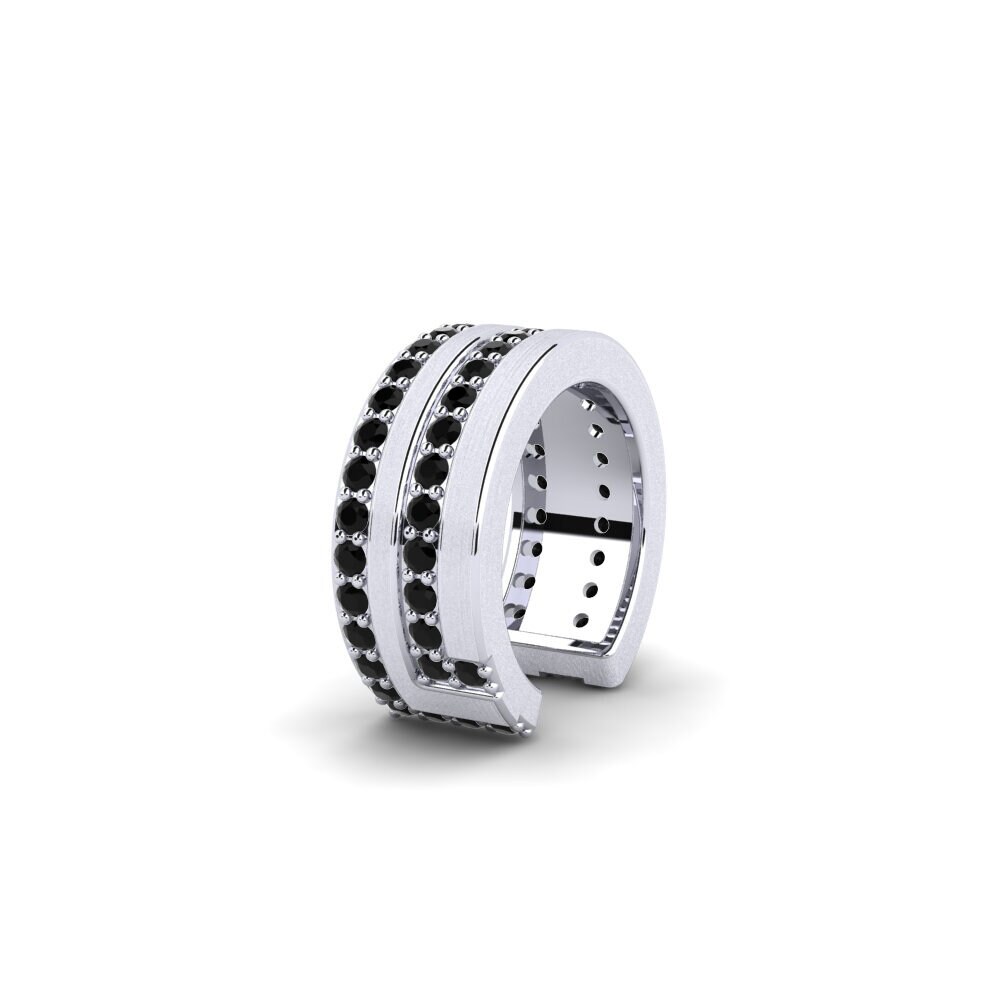 9ct White Gold Black Sapphire Men's Ear Cuff Kopenhagen