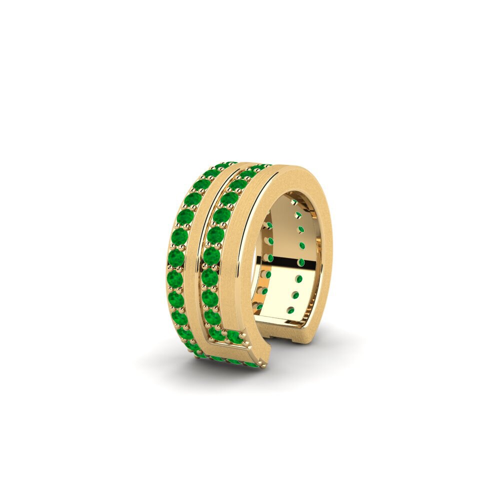 14ct Yellow Gold Emerald Men's Ear Cuff Kopenhagen