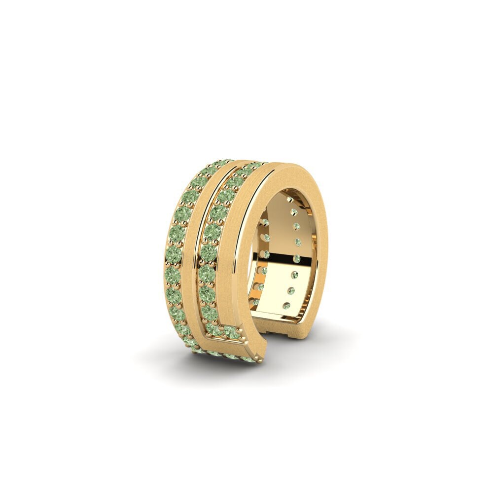 14ct Yellow Gold Green Diamond Men's Ear Cuff Kopenhagen