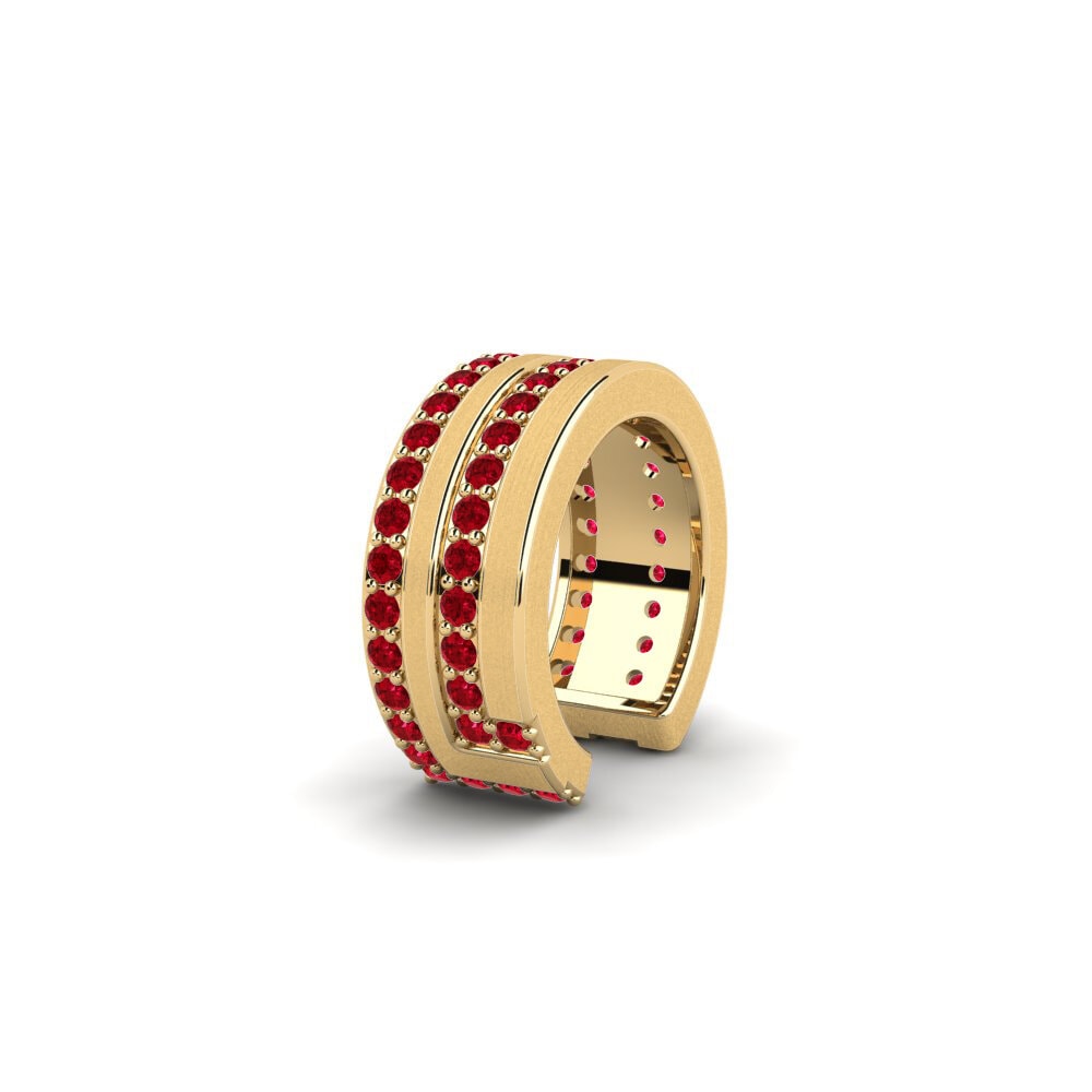 9ct Yellow Gold Red Zirconia Men's Ear Cuff Kopenhagen