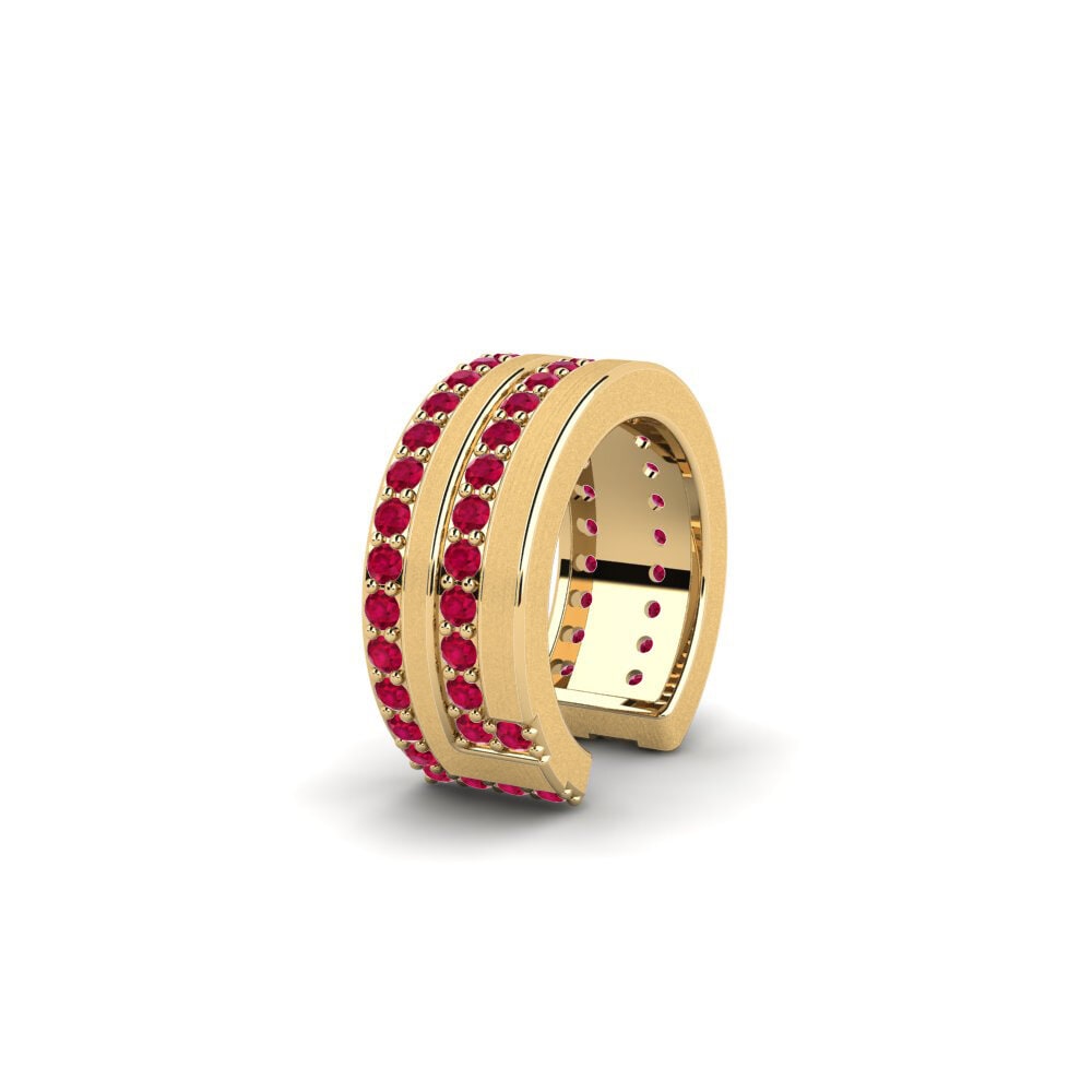 14ct Yellow Gold Ruby Men's Ear Cuff Kopenhagen