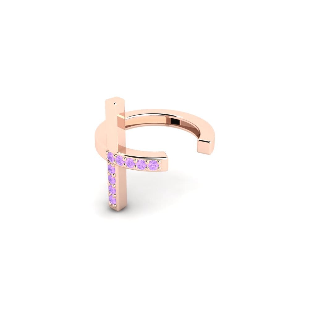 9k Oro Rosa Amatista Aro oreja hombre Lulea