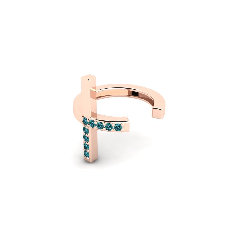 14ct Rose Gold Blue Diamond Men's Ear Cuff Lulea