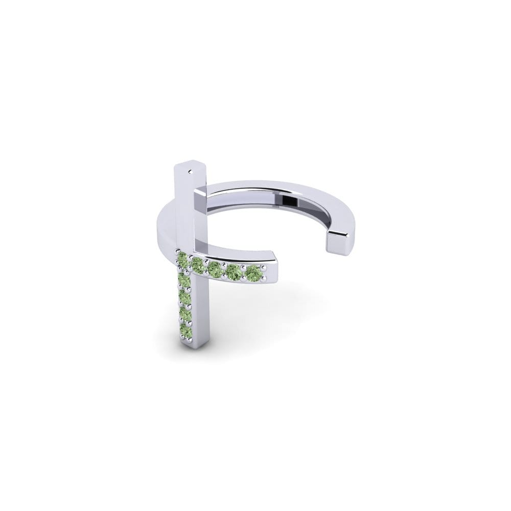 9k Oro Blanco Diamante Verde Aro oreja hombre Lulea