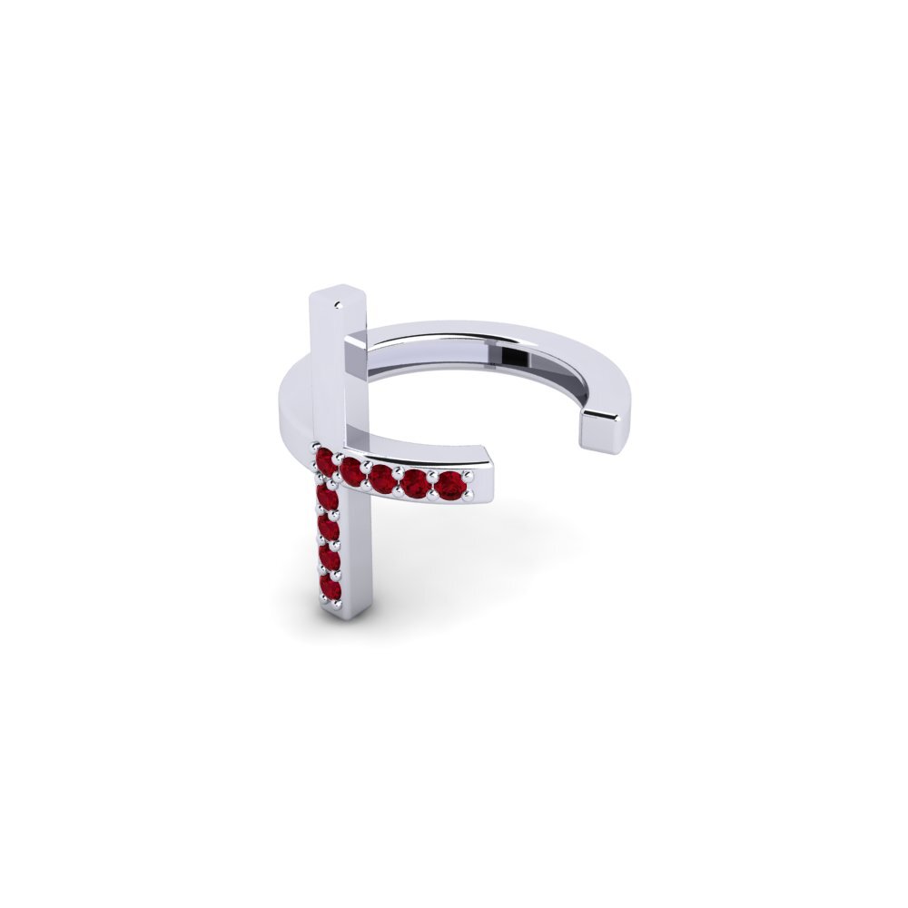 9k Oro Blanco Circonita Roja Aro oreja hombre Lulea