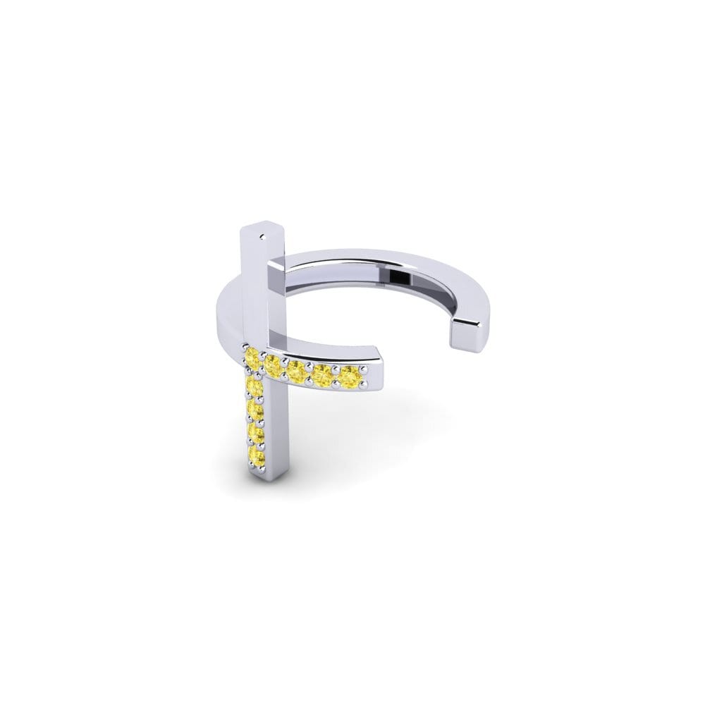 Platino Zafiro amarillo Aro oreja hombre Lulea