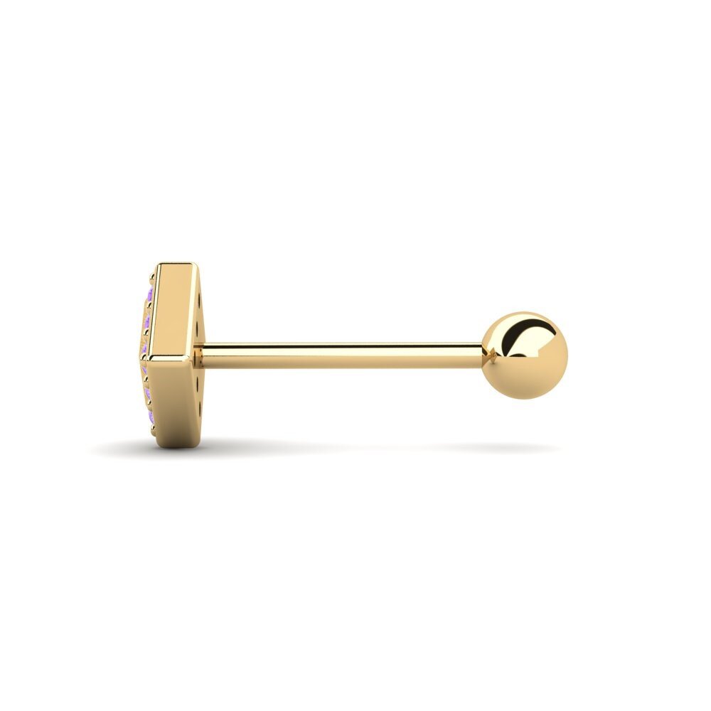 14ct Yellow Gold Amethyst Men's Piercing Marstal