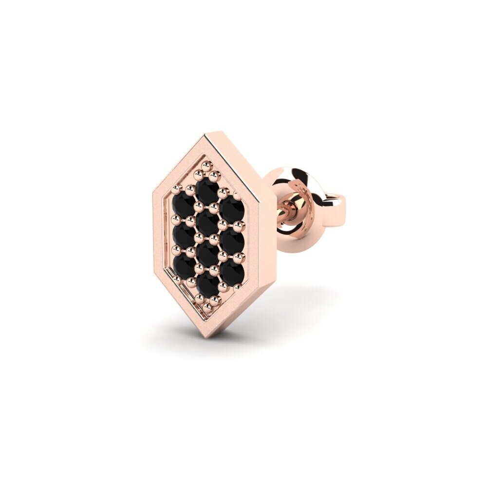 9ct Rose Gold Black Diamond Men's Earring Mercedario