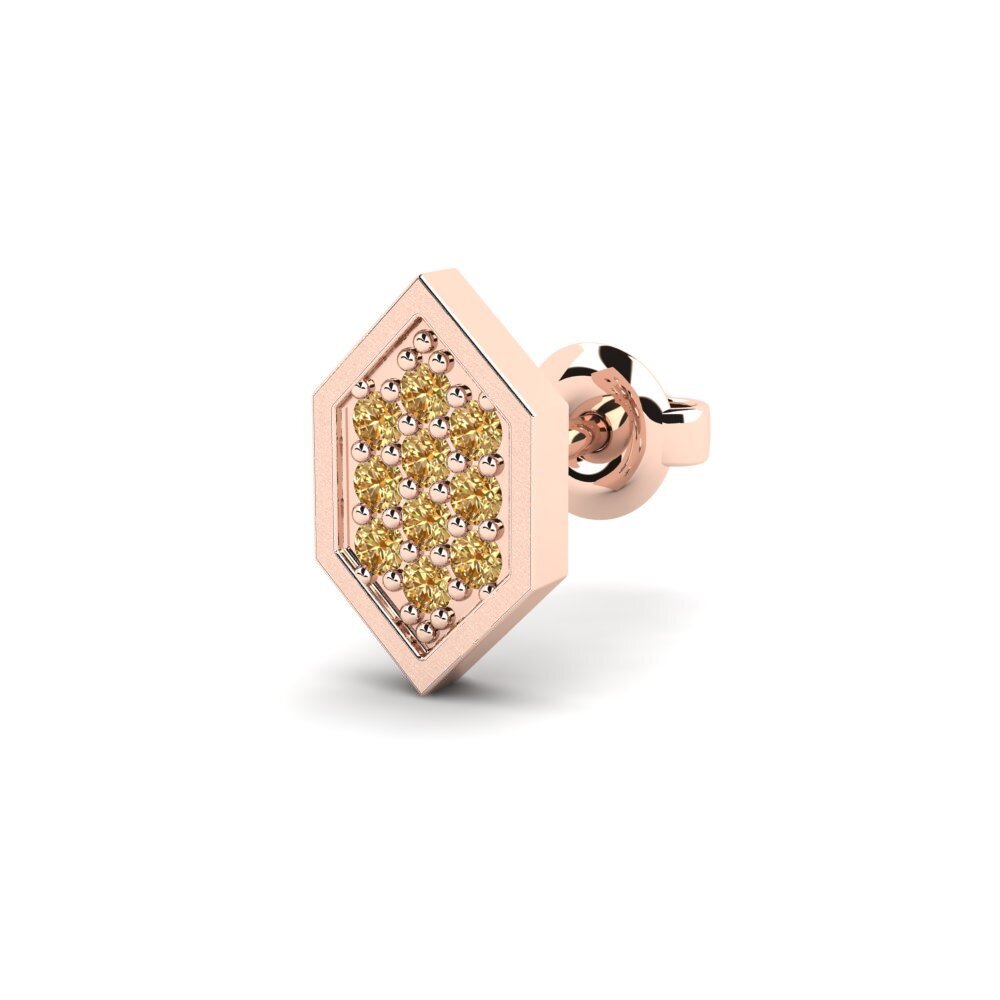 14ct Rose Gold Brown Diamond Men's Earring Mercedario