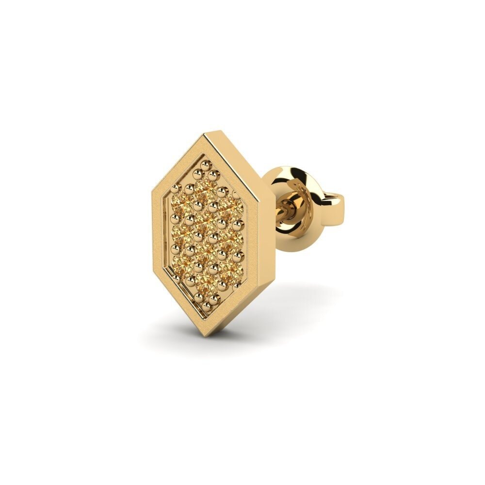 14ct Yellow Gold Brown Diamond Men's Earring Mercedario