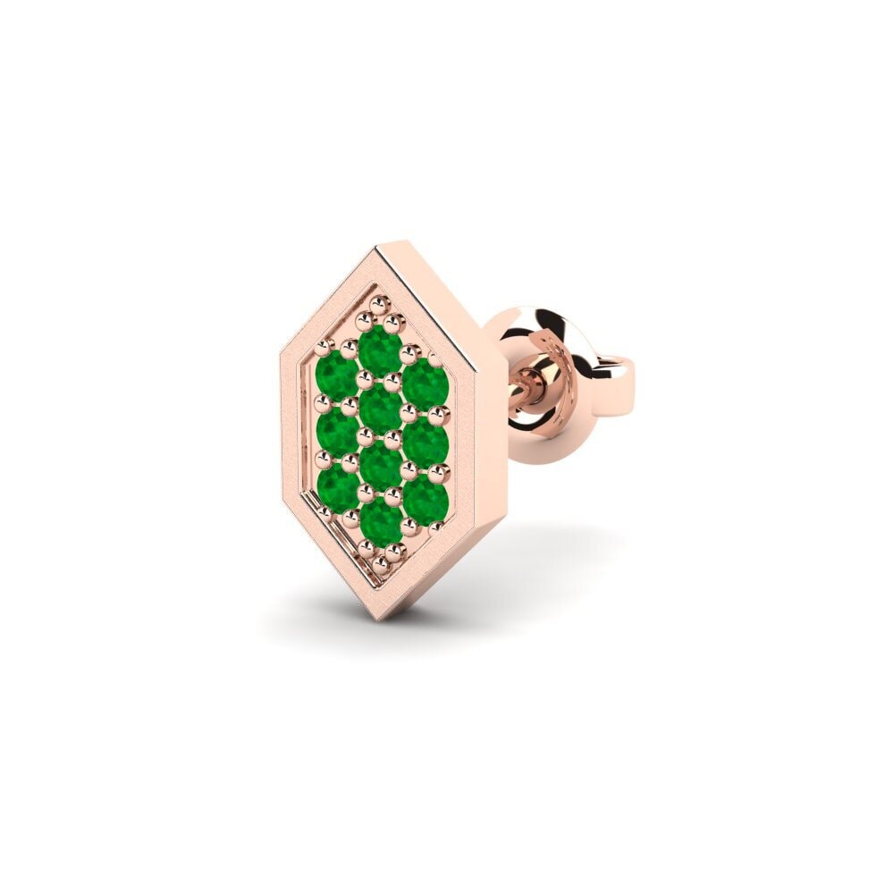 14ct Rose Gold Emerald Men's Earring Mercedario
