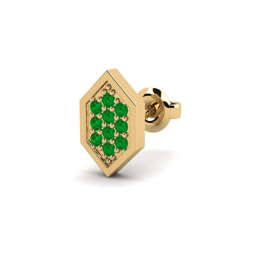 9ct Yellow Gold Emerald Men's Earring Mercedario