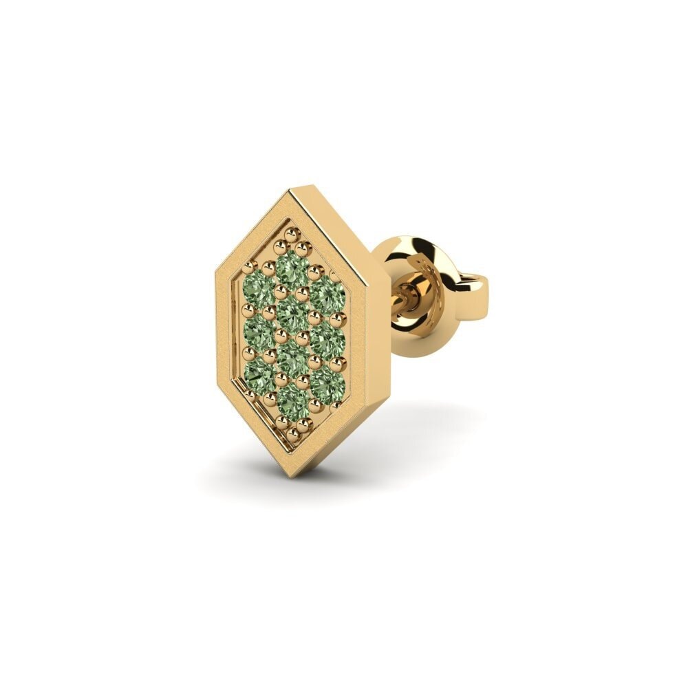 14ct Yellow Gold Green Diamond Men's Earring Mercedario