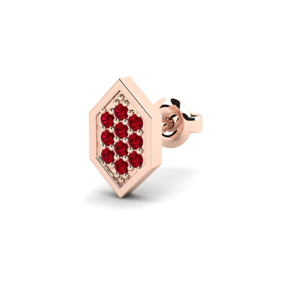 9k Oro Rosa Circonita Roja Pendiente para hombre Mercedario