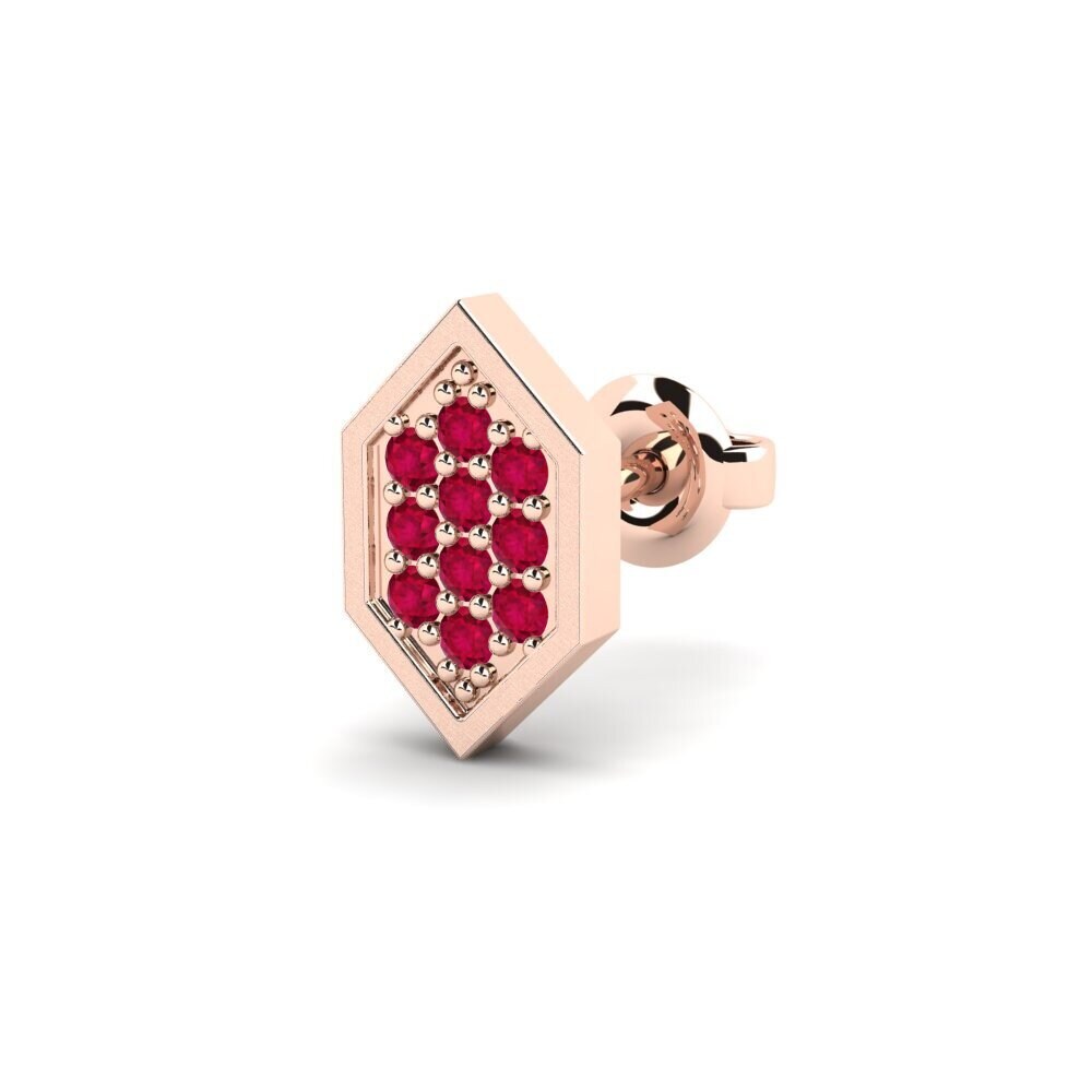 18ct Rose Gold Ruby Men's Earring Mercedario