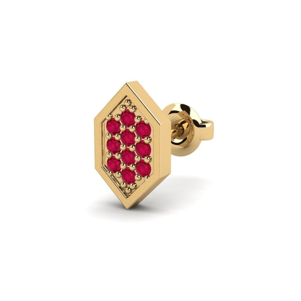 14ct Yellow Gold Ruby Men's Earring Mercedario
