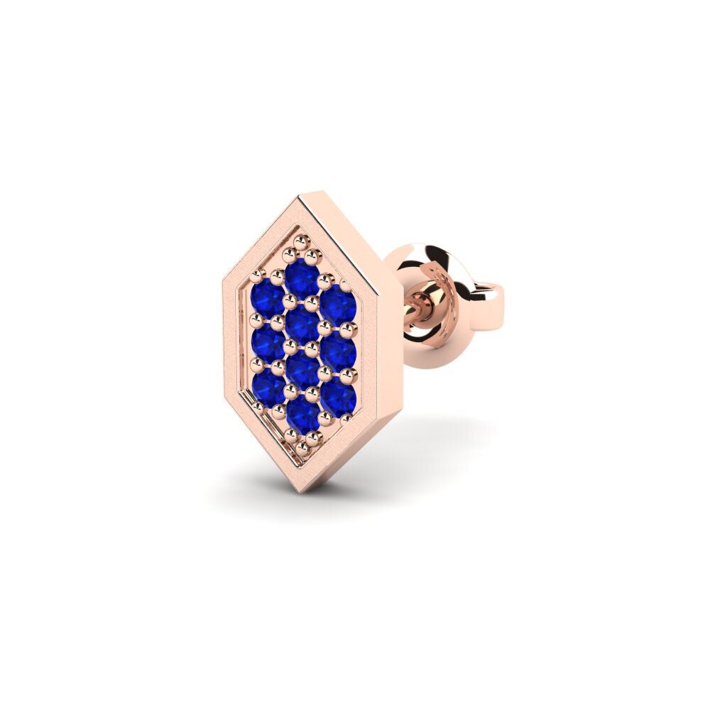 14ct Rose Gold Sapphire Men's Earring Mercedario