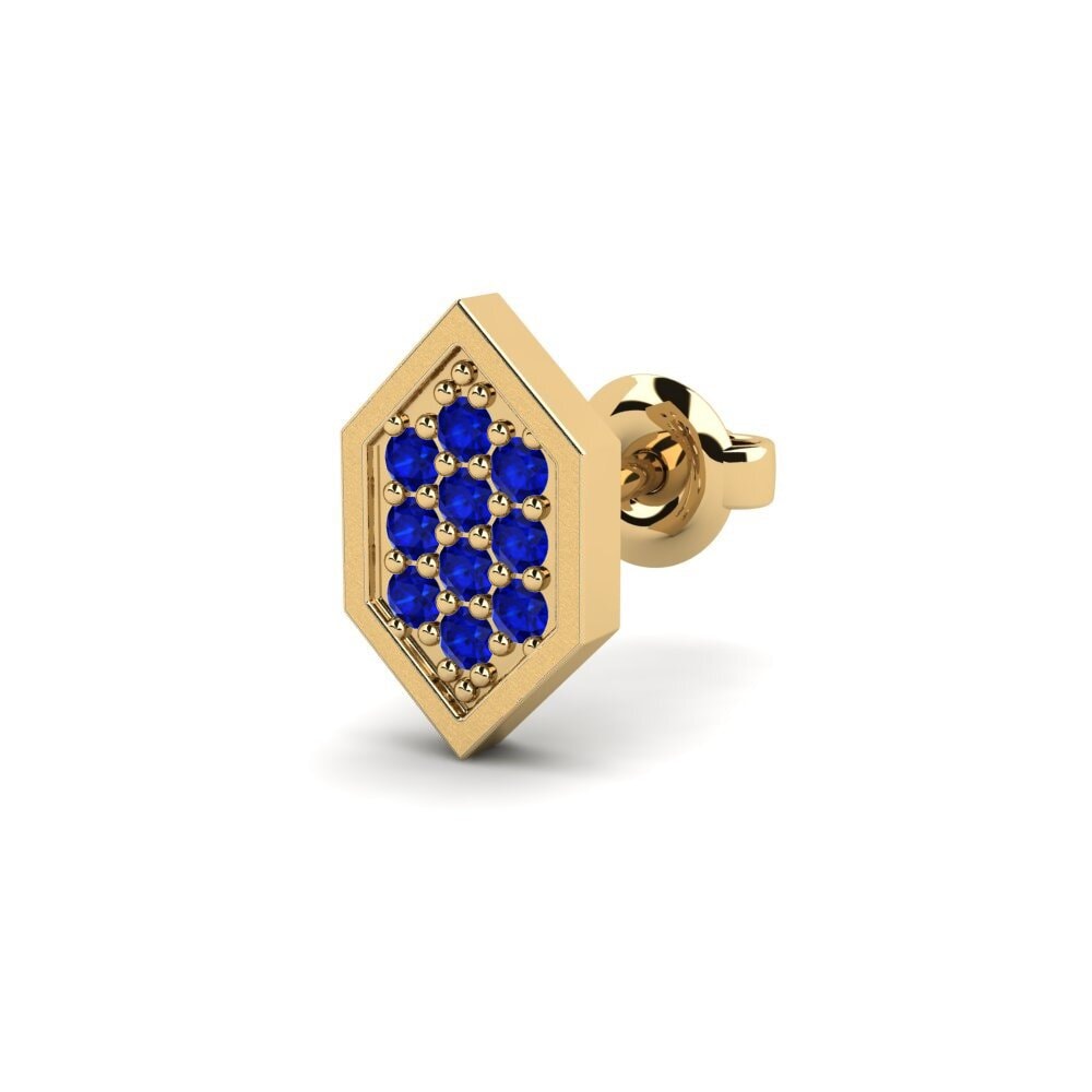 18ct Yellow Gold Sapphire Men's Earring Mercedario